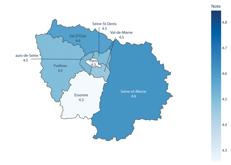 carte region Île de France note moyenne