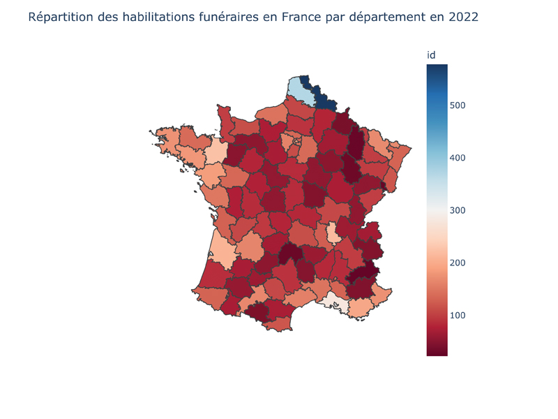 Répartition des agences en France par département en 2022