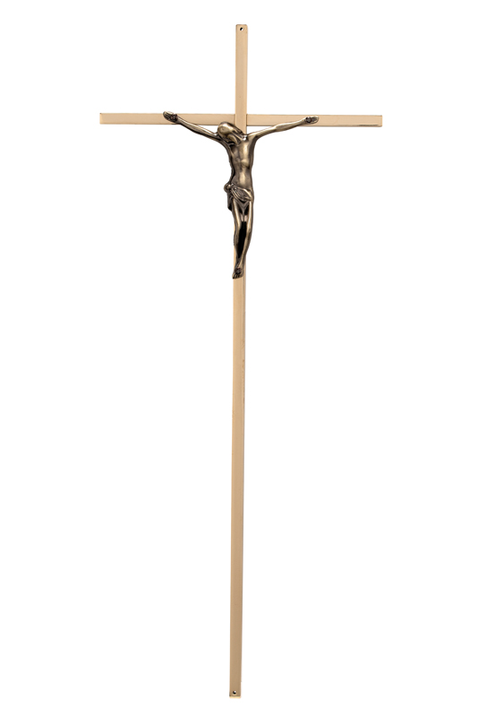 Croix fine en laiton massif avec Christ vieux bronze. cx fine 45 K vb
