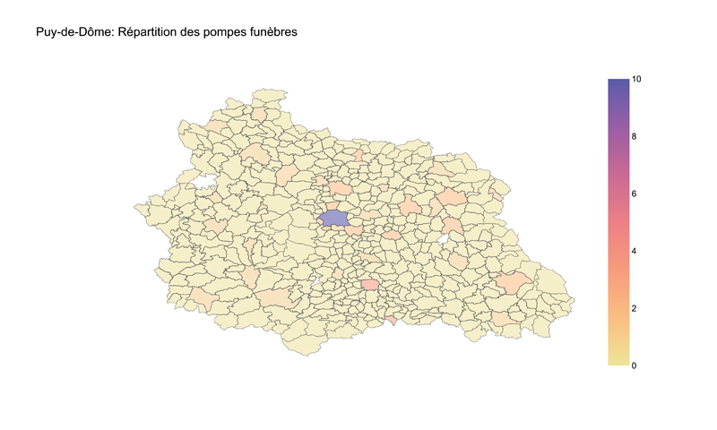 Répartition des pompes funèbres dpt Puy de Dôme