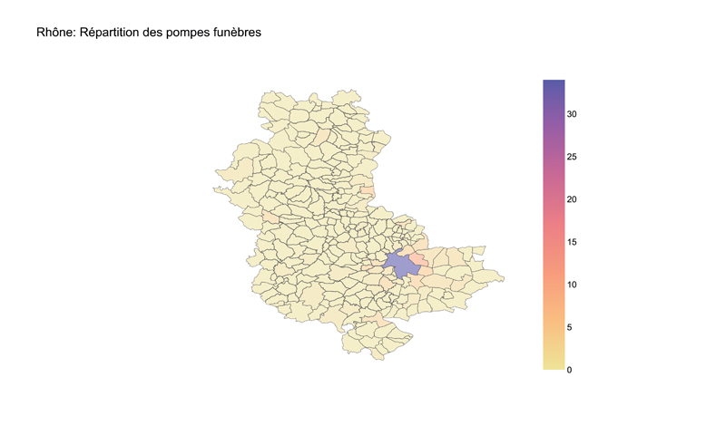 Répartition des pompes funèbres dpt Rhône