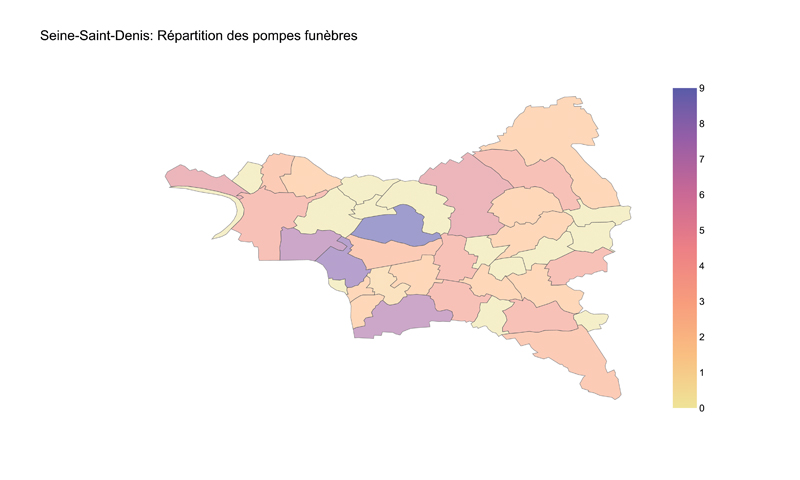 Répartition des pompes funèbres dpt Seine Saint Denis