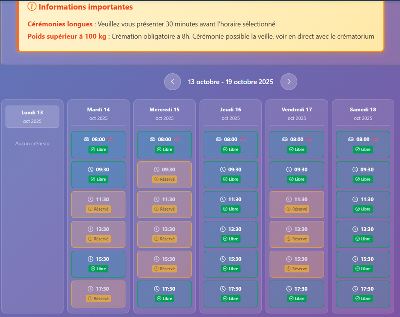 Planning des réservations. capture resacrema
