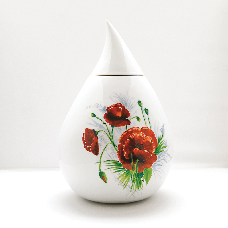 S urne goutte coquelicot