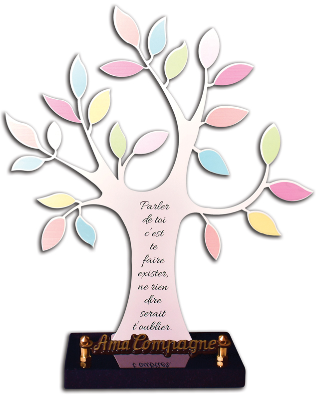 Arbre de vie Funeglas en inox poudré. i329 pastel