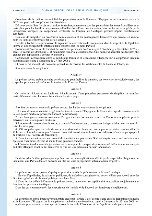 Decret no 2017 1122 du 30 juin 2017 accord de cooperation technique entre le Gouvernement de la Republique francaise et le Gouvernement du Royaume dEspagne JO 2 juillet 2017 2