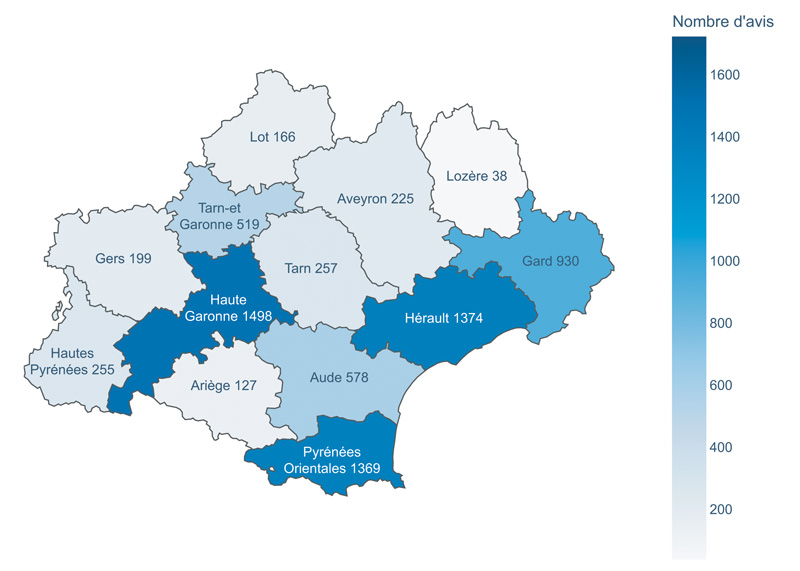 carte region Occitanie volume