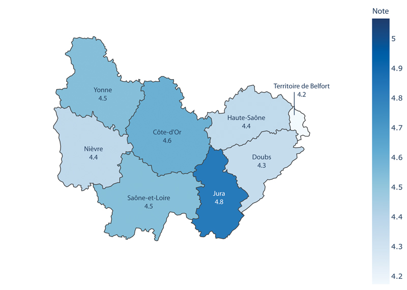 carte region Bourgogne Franche Comté note moyenne