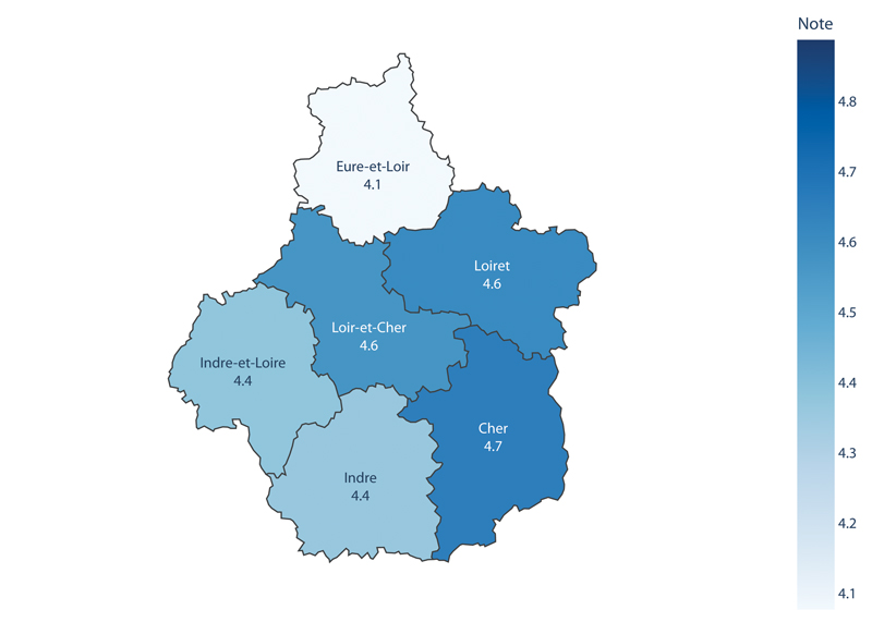 carte region Centre Val de Loire note moyenne