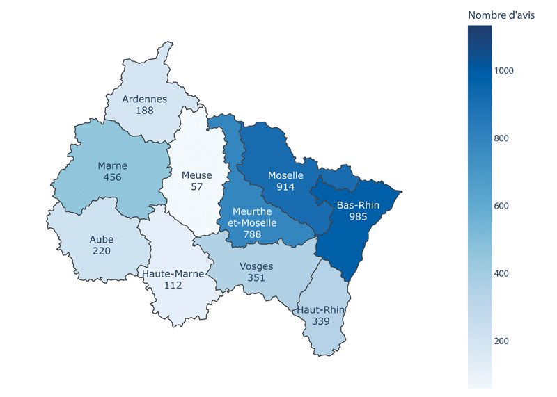 carte region Grand Est volume