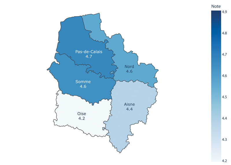 carte region Hauts de France note moyenne