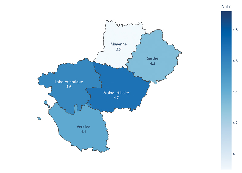 carte region Pays de la Loire note moyenne