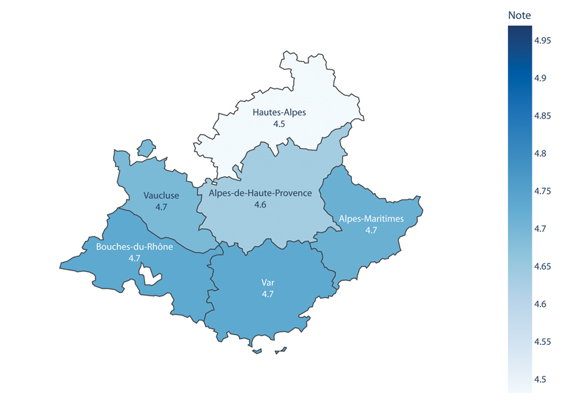 carte region Provence Alpes Côte dAzur note moyenne